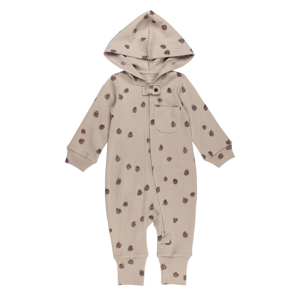 Oatmeal Pinecone | Organic Zipper Romper