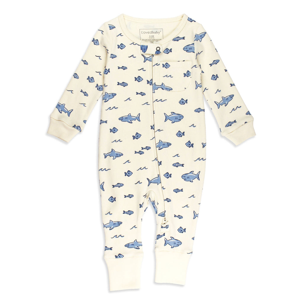 Shark | Organic Zipper Romper