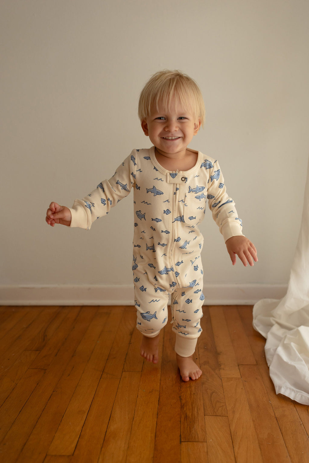 Shark | Organic Zipper Romper