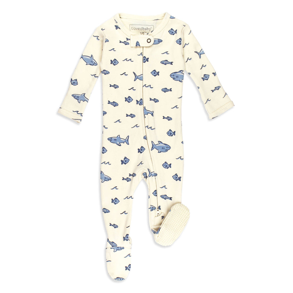 Shark | Organic Zipper Footie