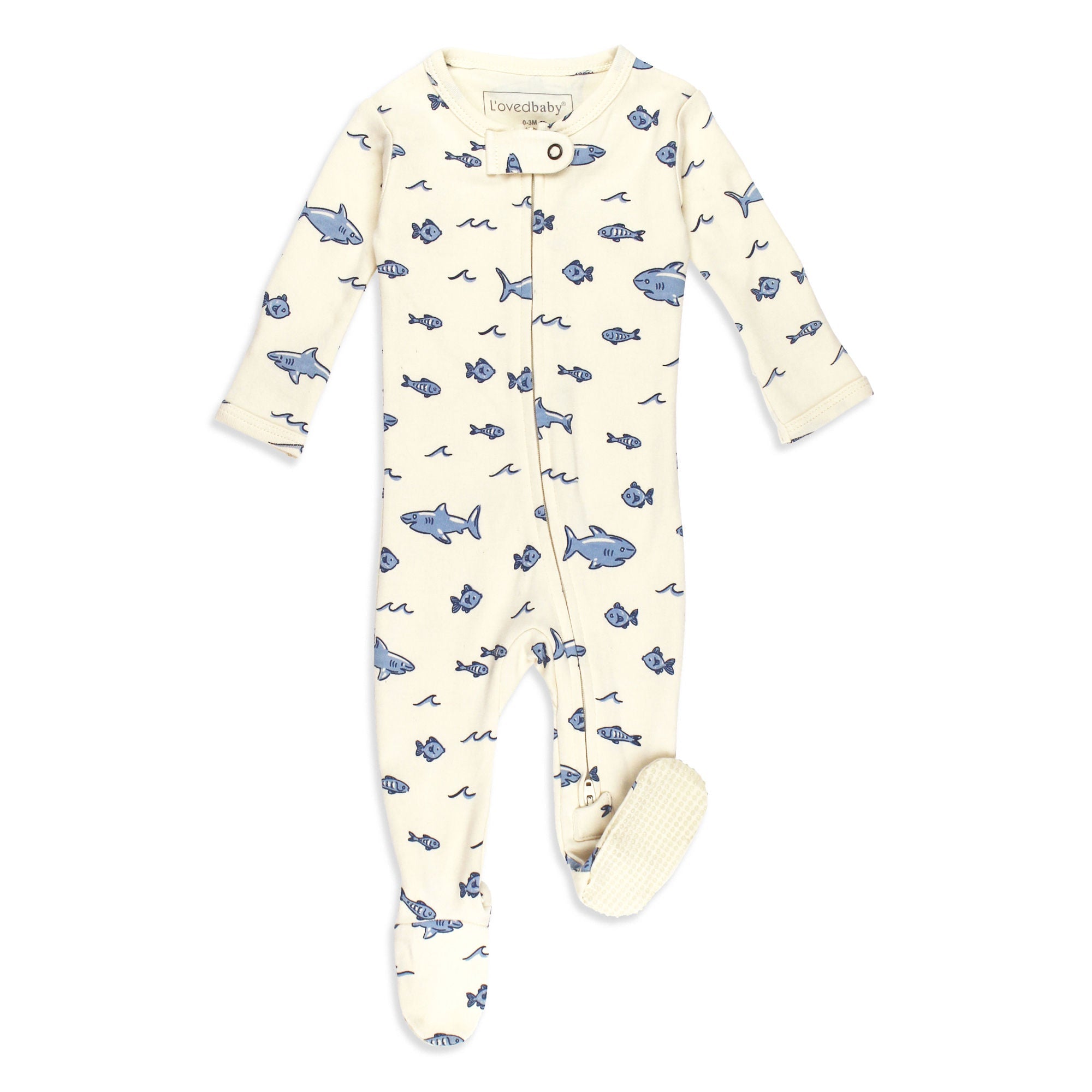 Shark | Organic Zipper Footie