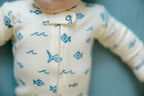 Shark | Organic Zipper Footie