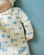 Shark | Organic Zipper Footie