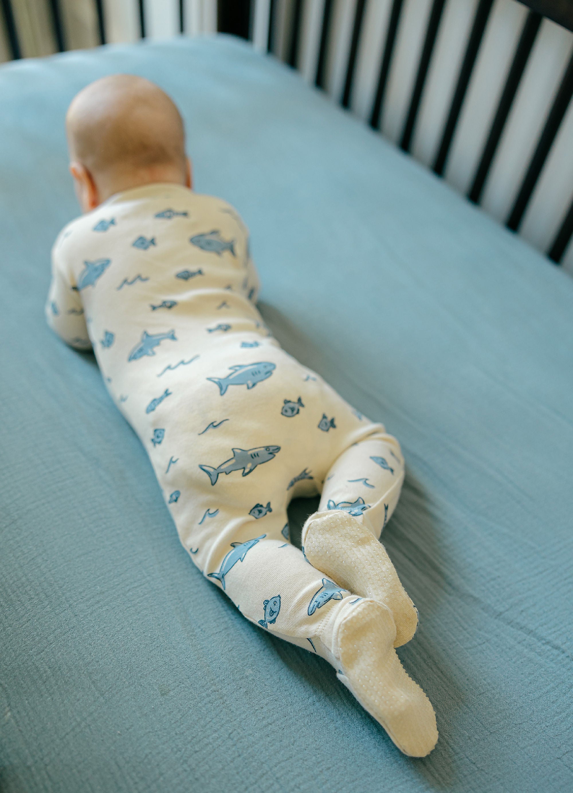 Shark | Organic Zipper Footie