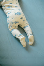 Shark | Organic Zipper Footie