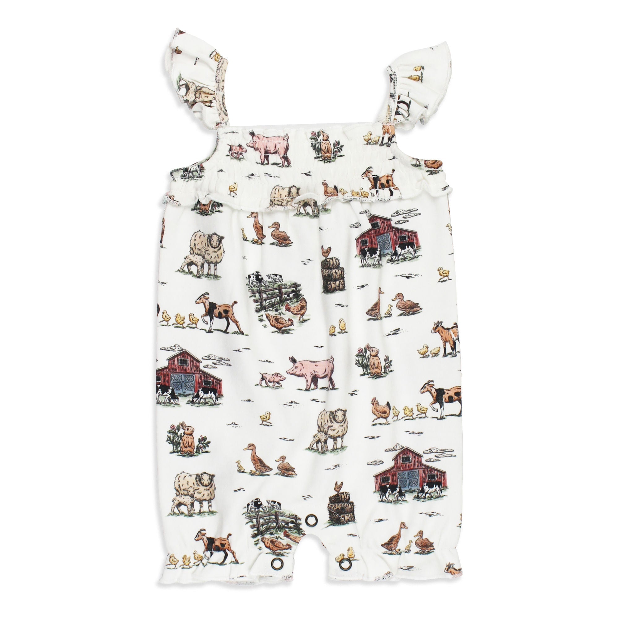 Farm Friends | Organic Smocked Bubble Romper