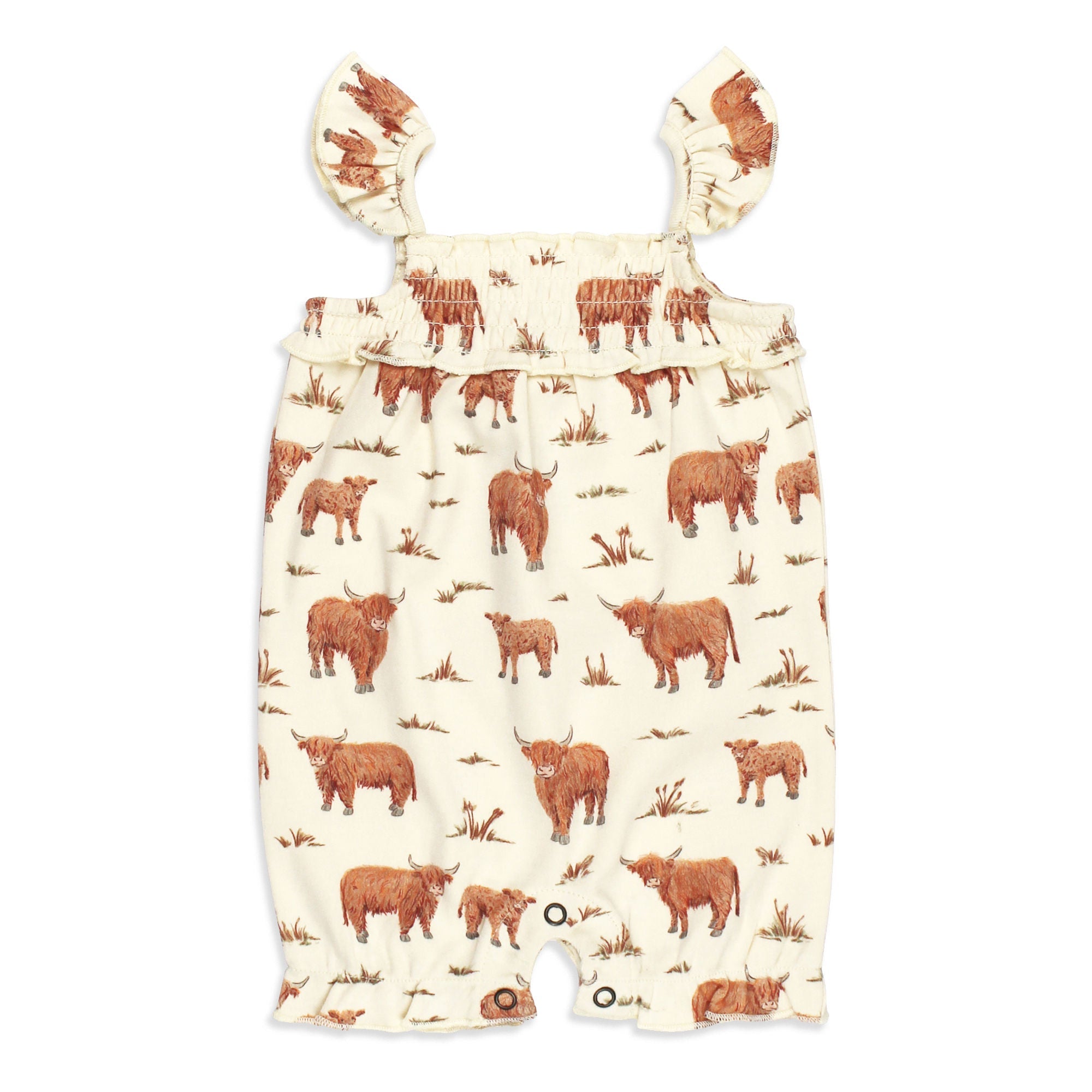 Highland Cow | Organic Smocked Bubble Romper