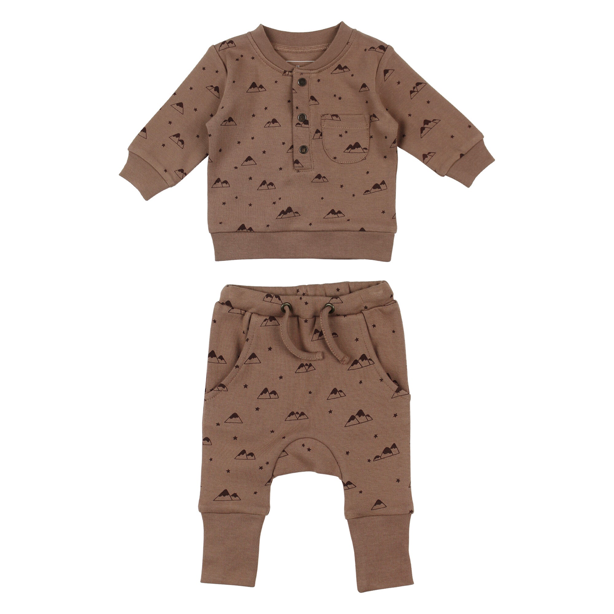 Latte Mountain | Organic Henley Sweatshirt & Jogger Set