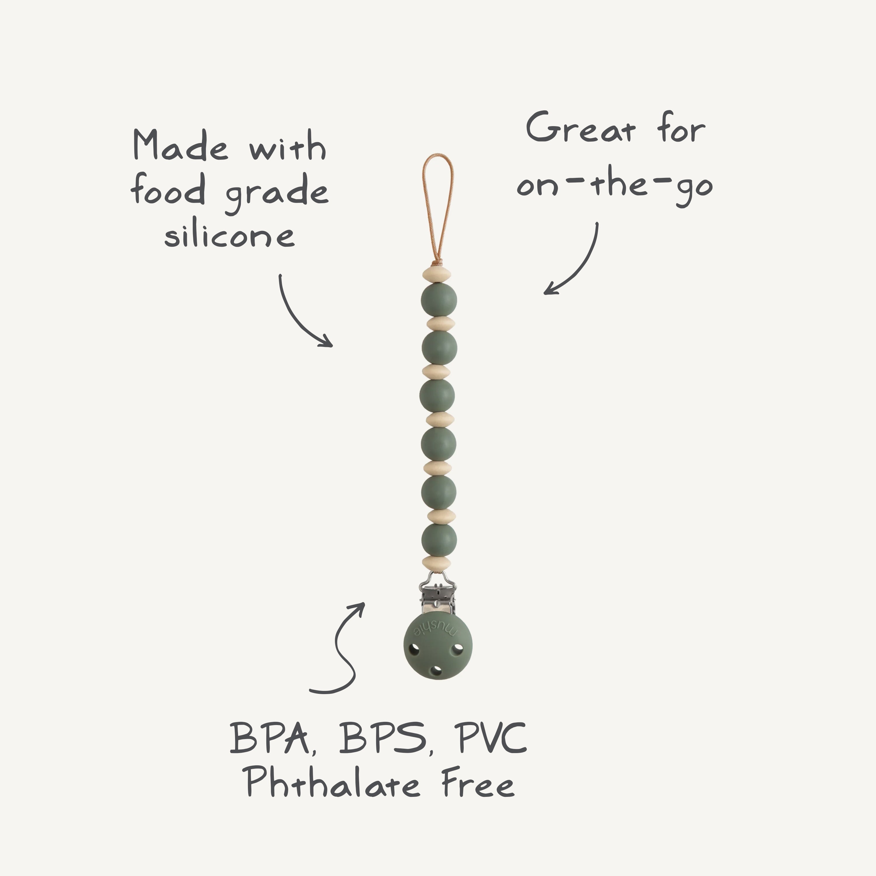 Silicone Pacifier Clip | Luna - Mushie