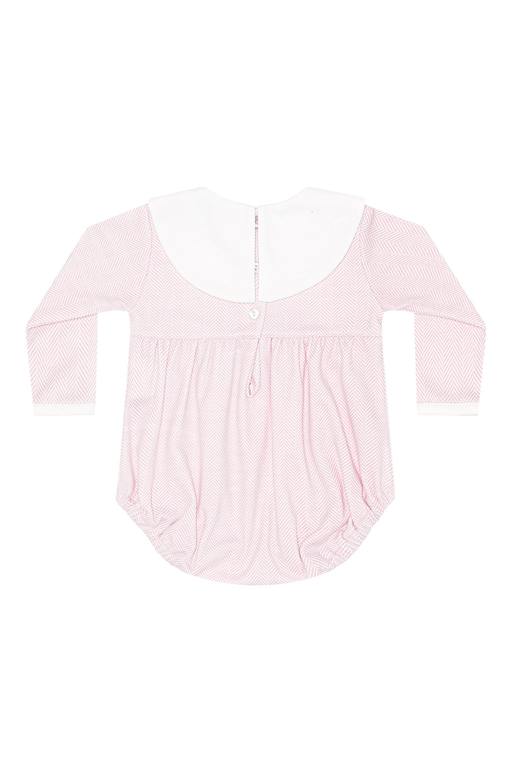 Pink Herringbone Embroidered Bubble LS
