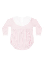 Pink Herringbone Embroidered Bubble LS