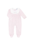 Pink Herringbone Embroidered Collared Footie