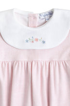 Pink Herringbone Embroidered Collared Footie