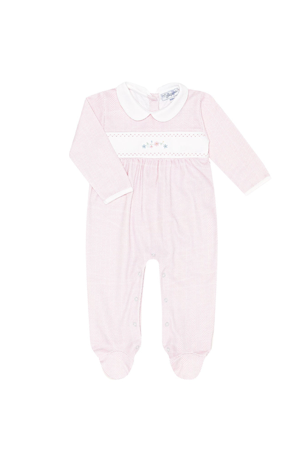 Herringbone Embroidered Footie