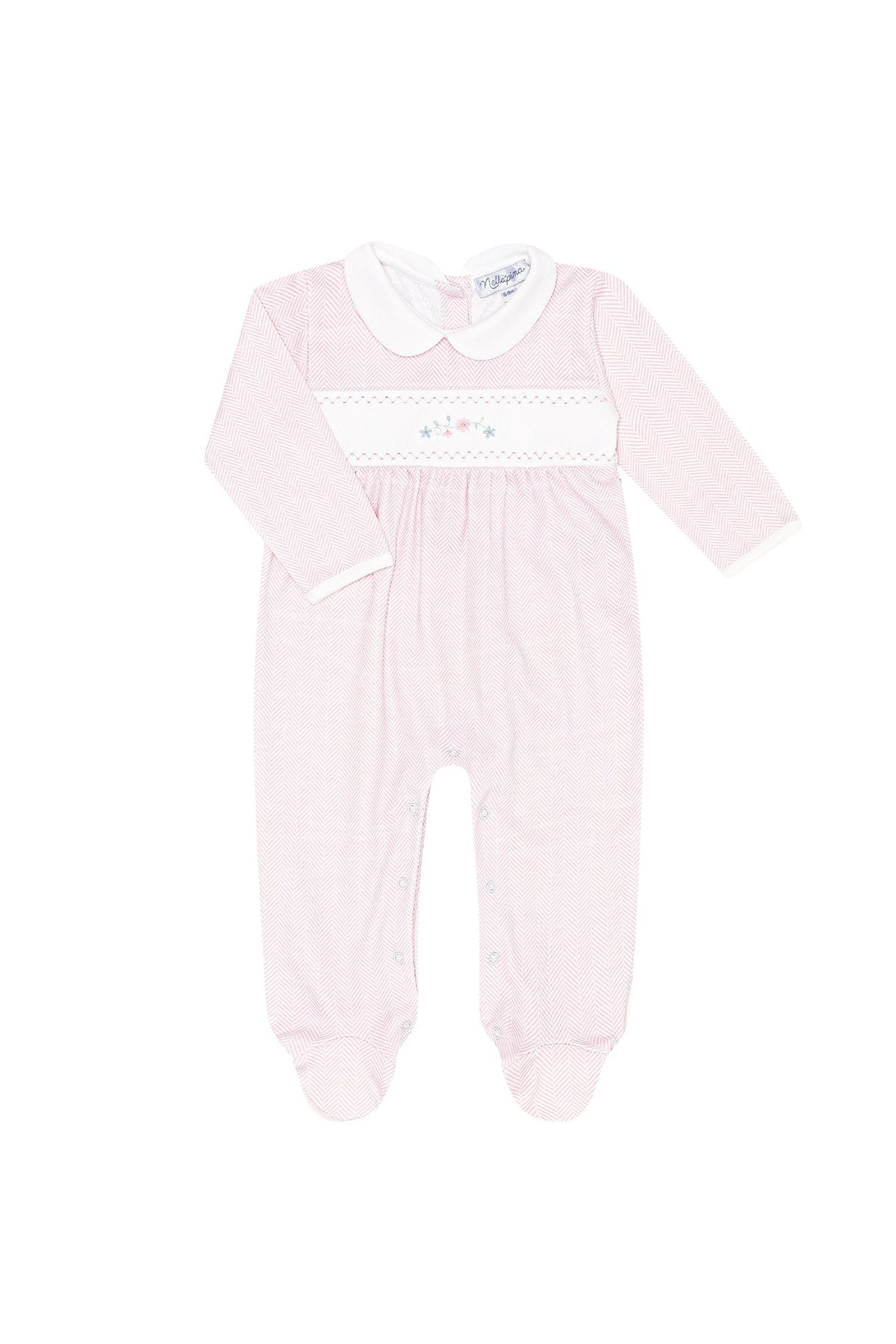 Herringbone Embroidered Footie