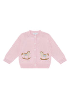 Pink Rocking Horse Embroidered Knit Cardigan