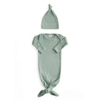 Ribbed Knotted Baby Gown + Beanie Set - Mushie