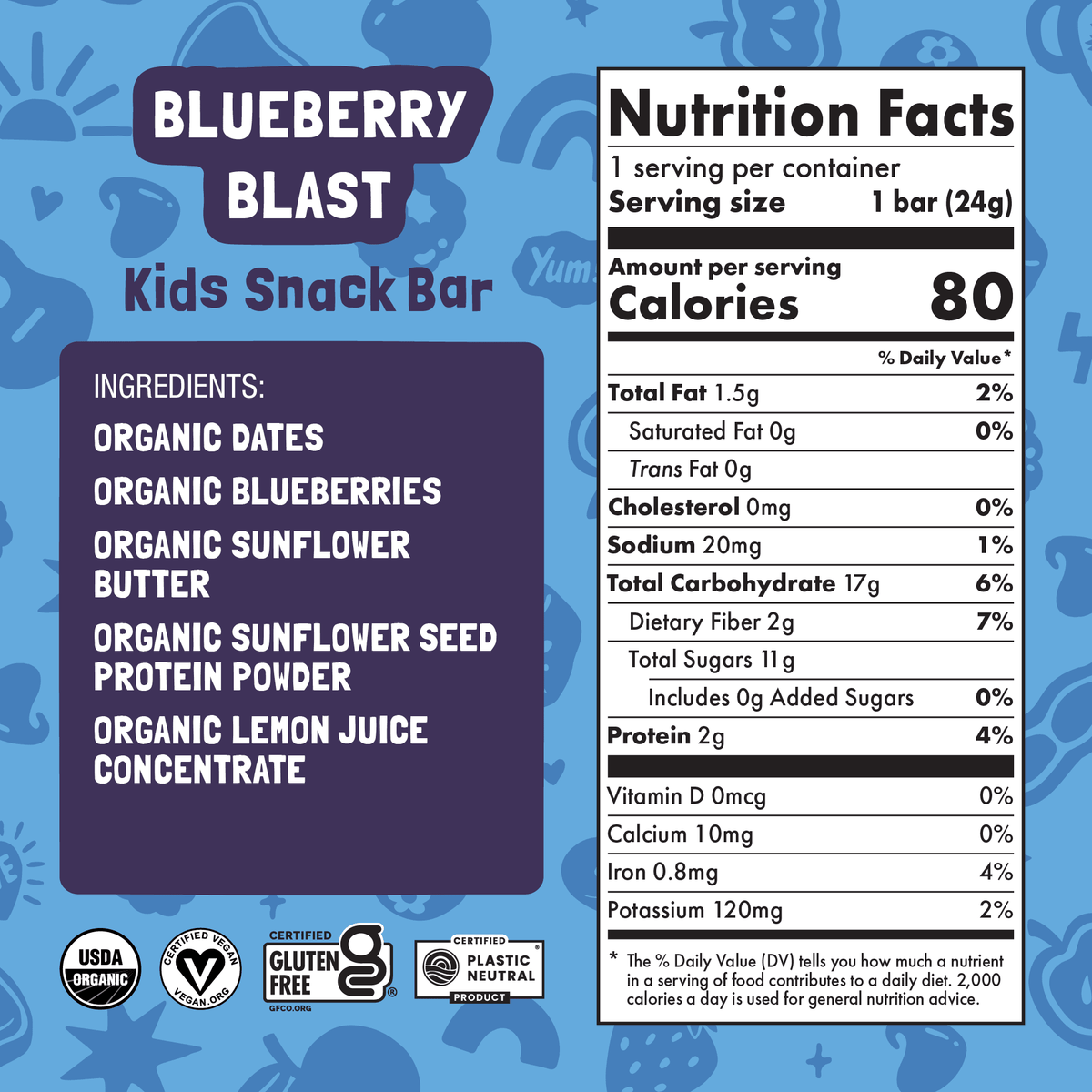 Barra infantil Skout Organic sabor Blueberry Blast