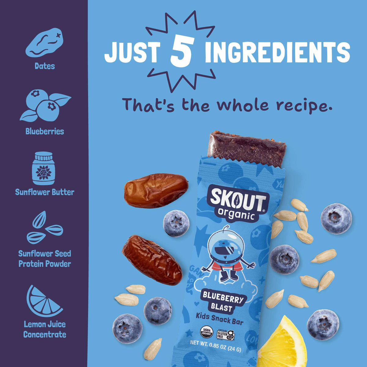 Barra infantil Skout Organic sabor Blueberry Blast