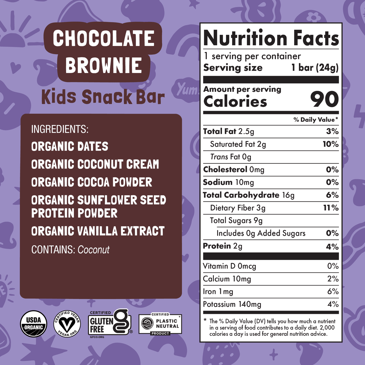 Barra infantil Skout Organic sabor brownie de chocolate