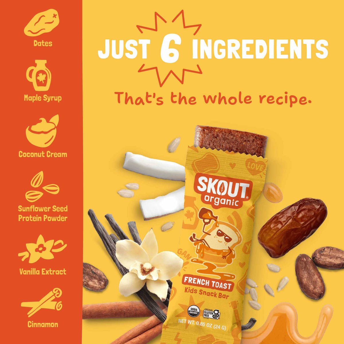 Barra orgánica para niños Skout sabor tostada francesa