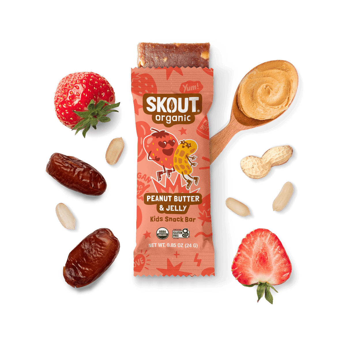Barra para niños de mantequilla de maní y mermelada Skout Organic