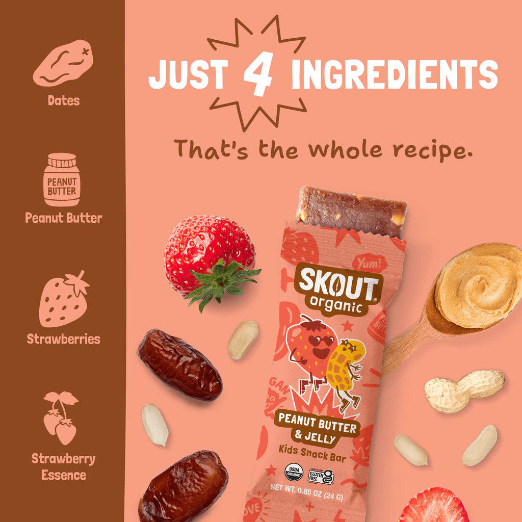 Barra para niños de mantequilla de maní y mermelada Skout Organic