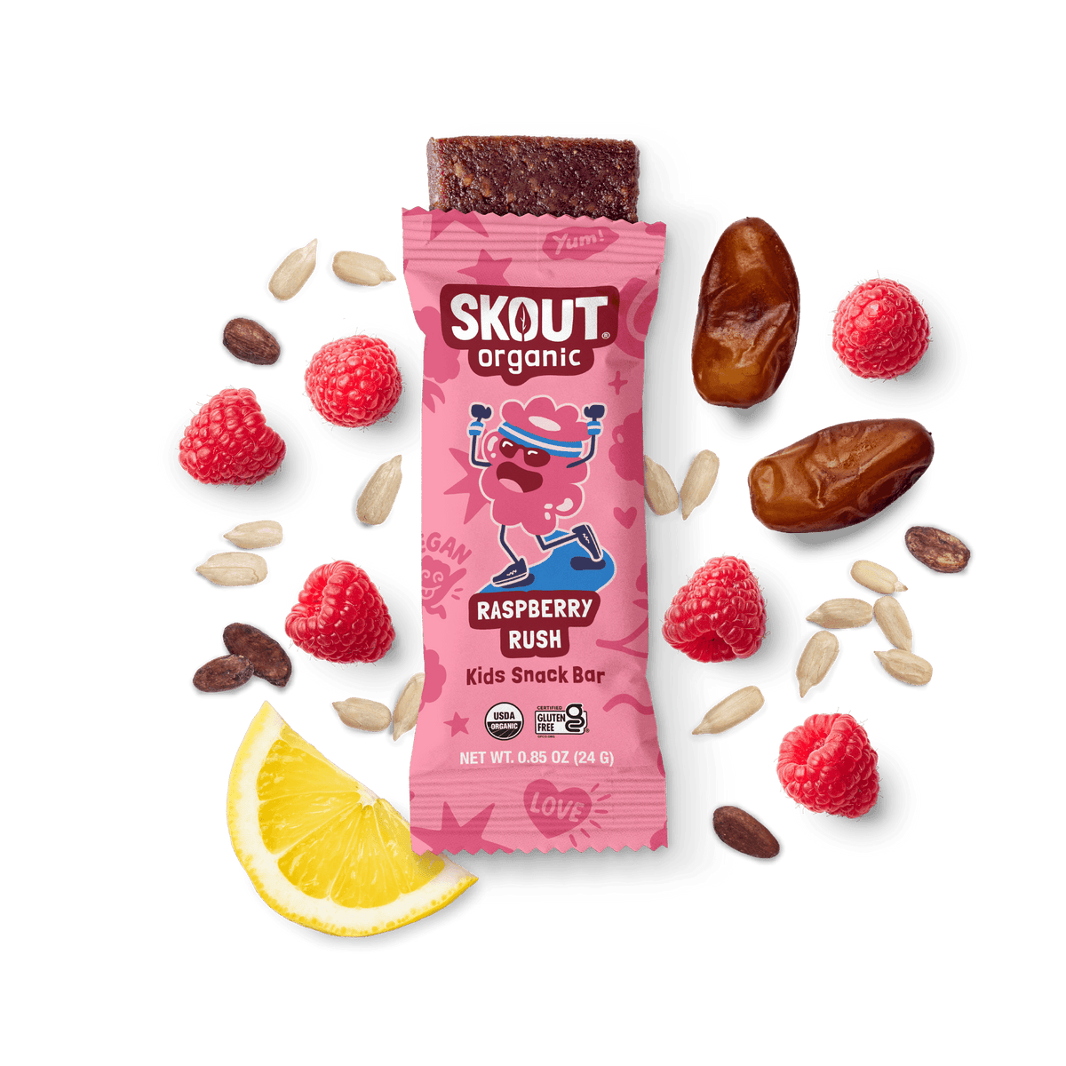 Barra para niños Skout Organic sabor Raspberry Rush