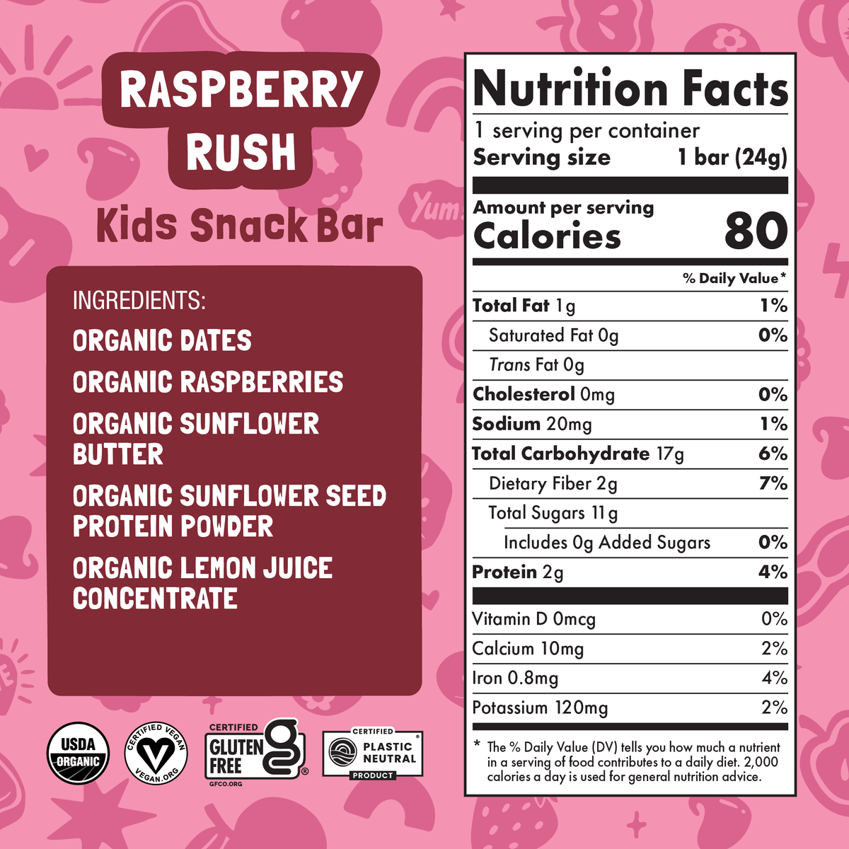 Barra para niños Skout Organic sabor Raspberry Rush