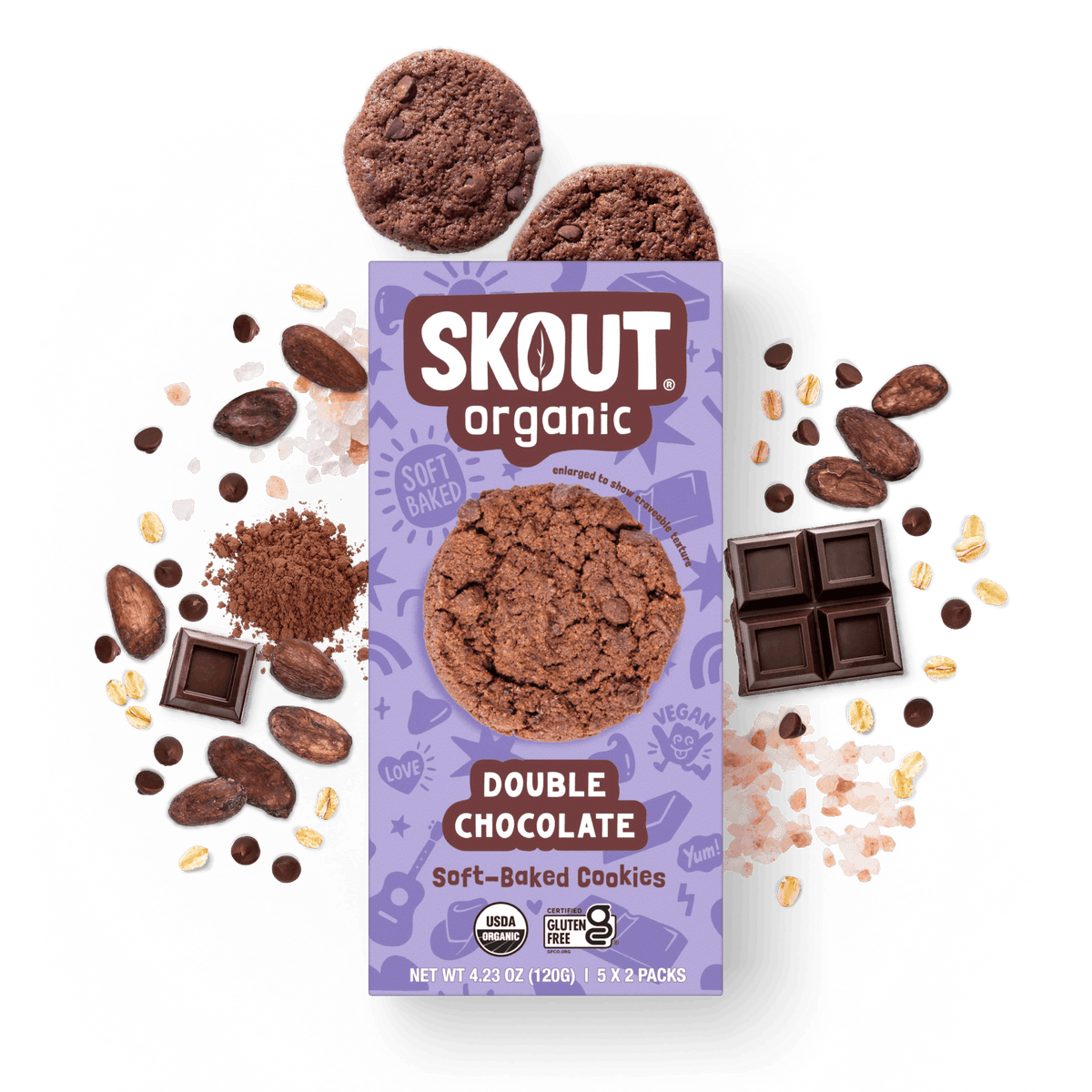 Galletas blandas horneadas de doble chocolate Skout Organic