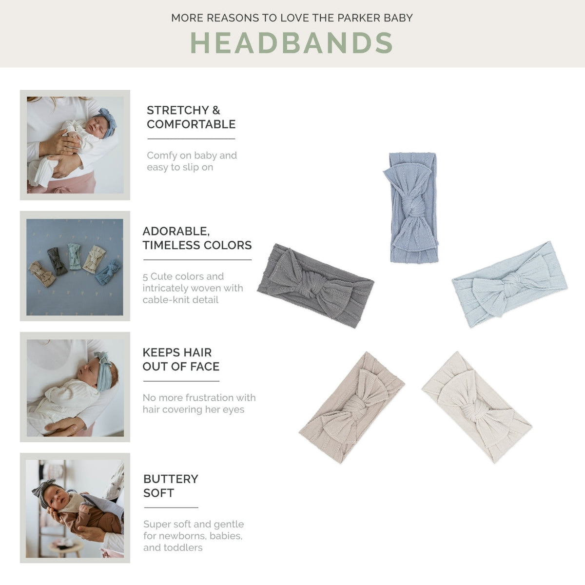 Cable Knit Knotted Headbands - 5 Pack