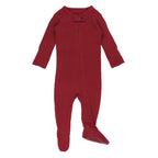 Crimson | Organic Thermal Zipper Footie