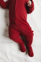 Crimson | Organic Thermal Zipper Footie