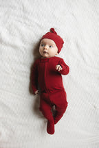 Crimson | Organic Thermal Zipper Footie