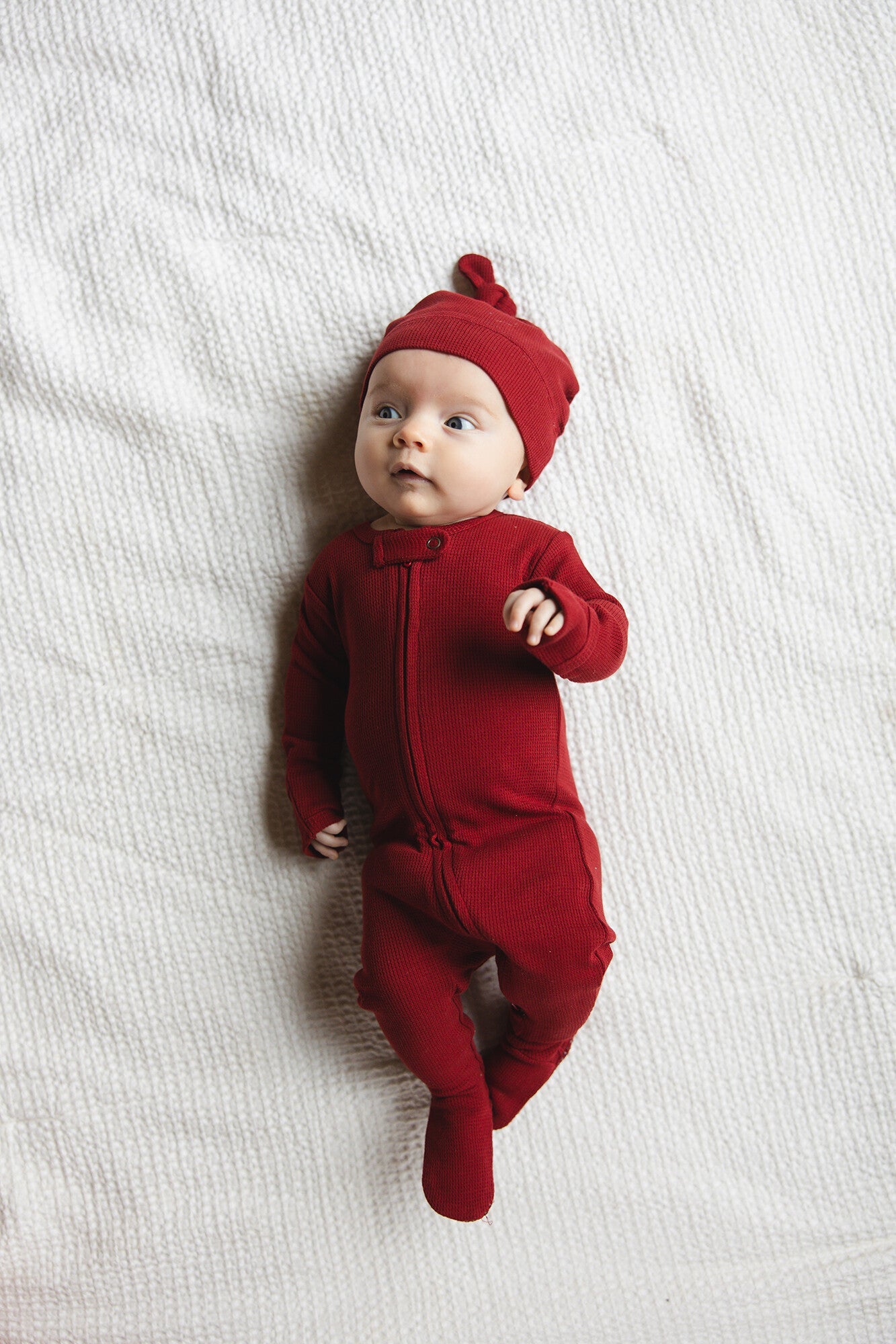 Crimson | Organic Thermal Zipper Footie