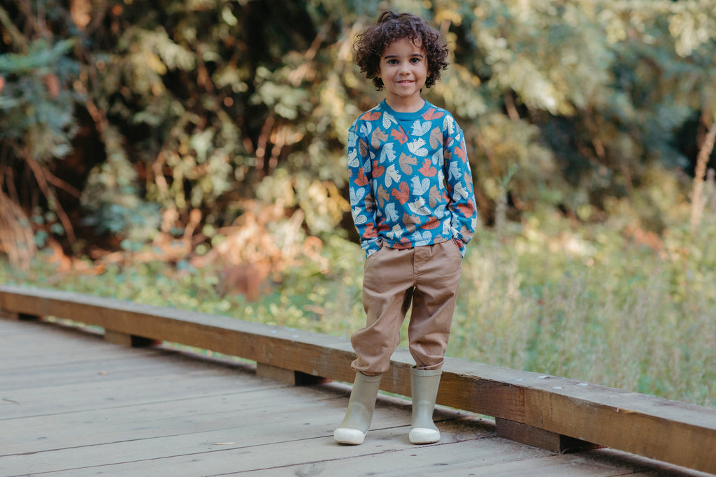 Camiseta de manga larga con cuello redondo de mezcla de bambú