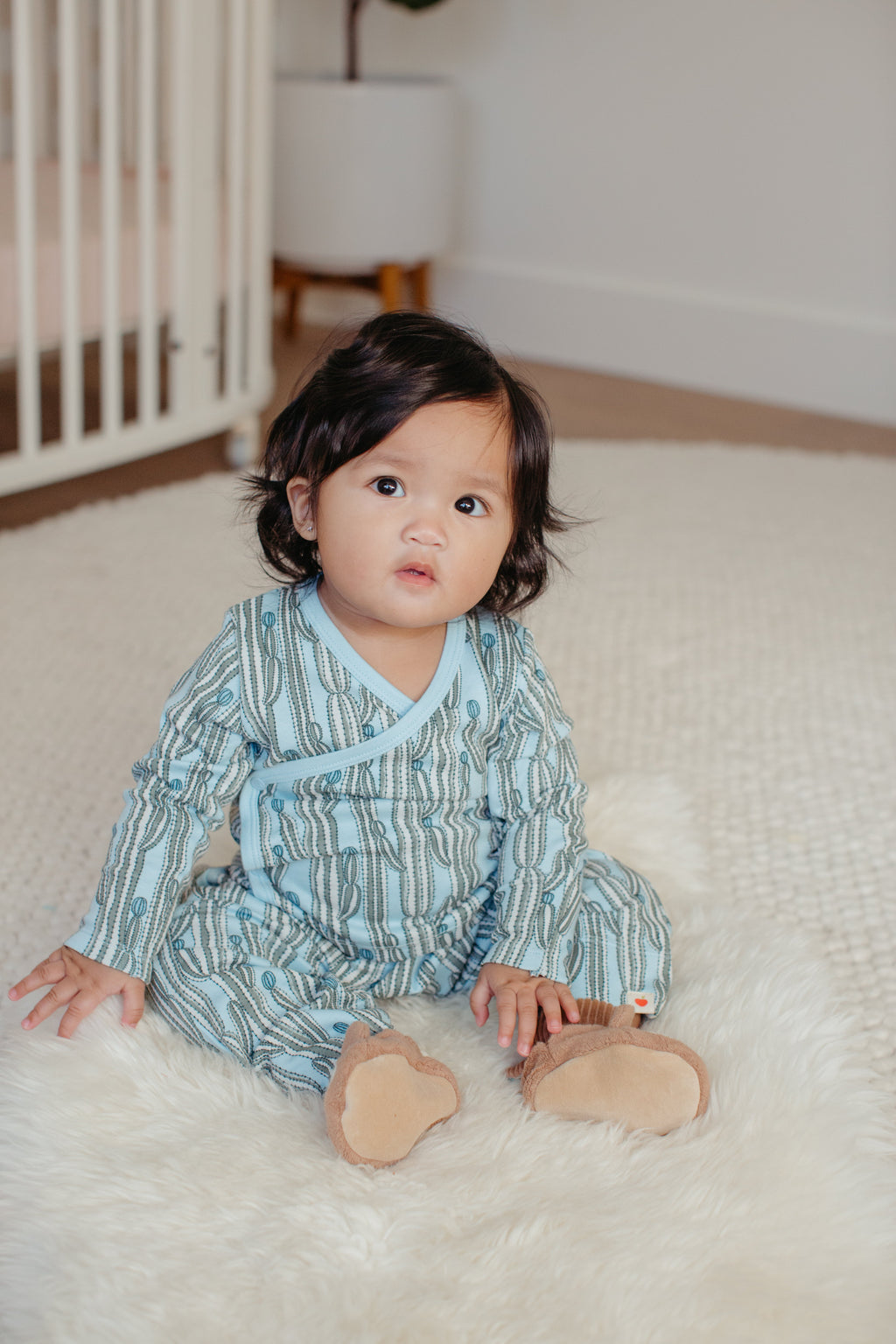Bamboo Blend Wrap-Front Long Sleeve Layette Jacket