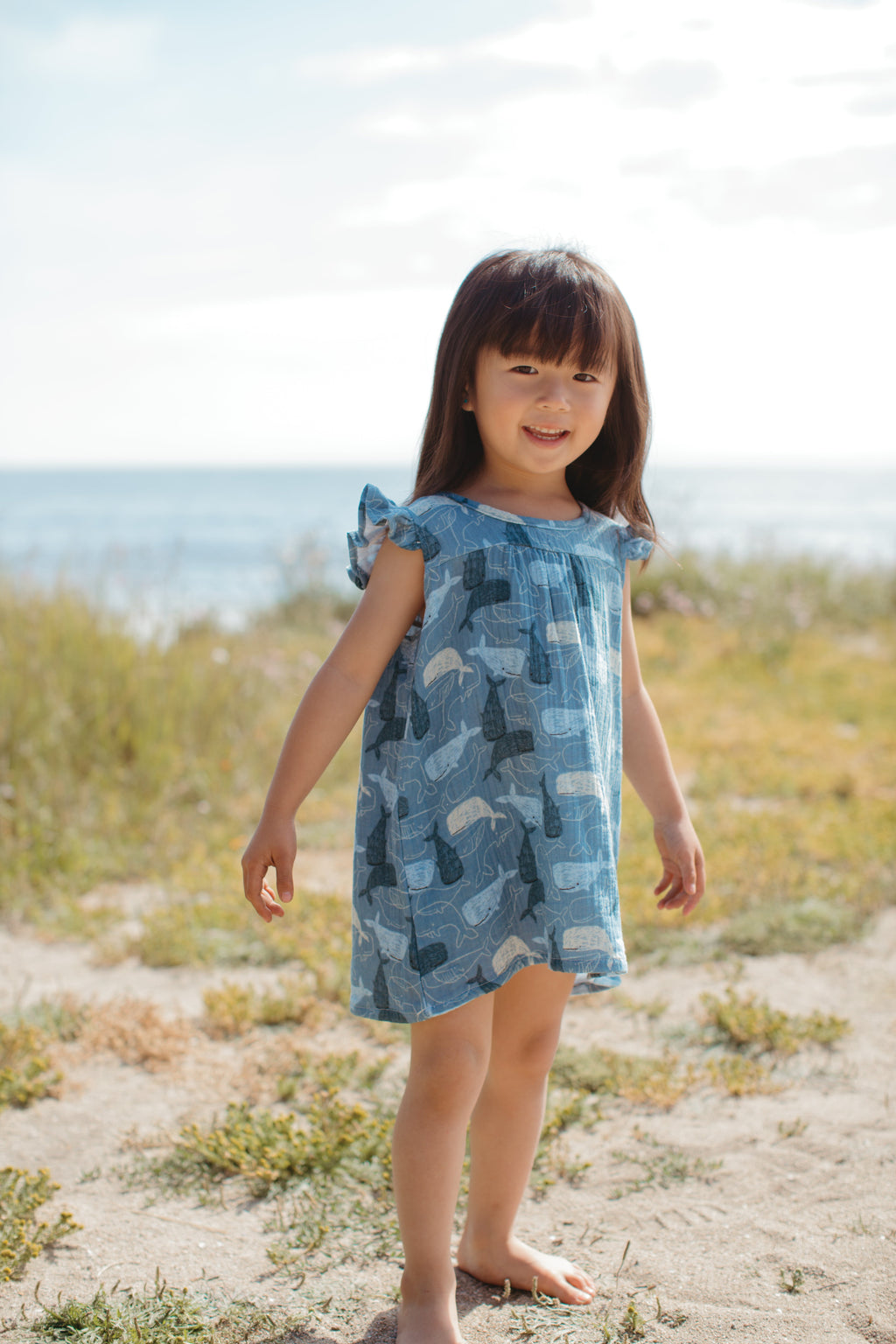 Muslin Flutter Sleeve Dress