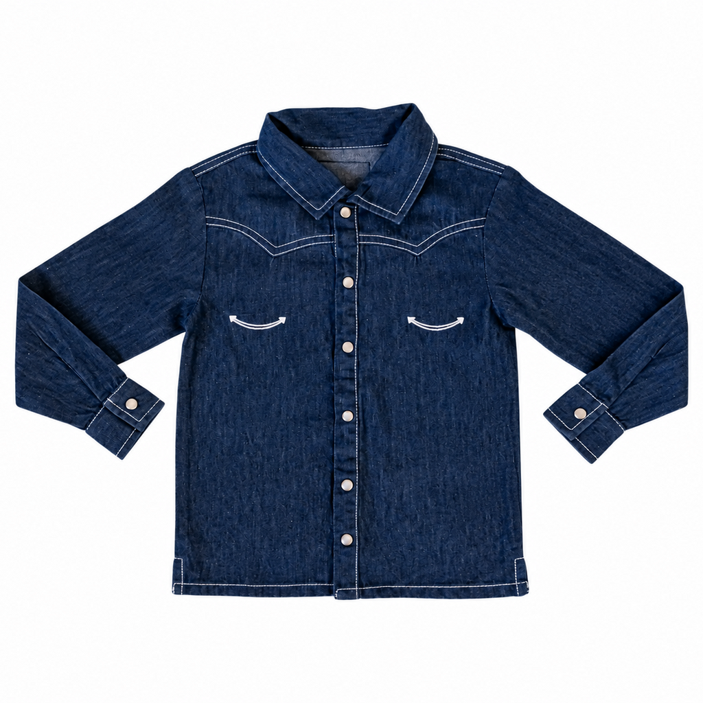 True Blue | Kids' Western Denim Long-Sleeve Button-Up