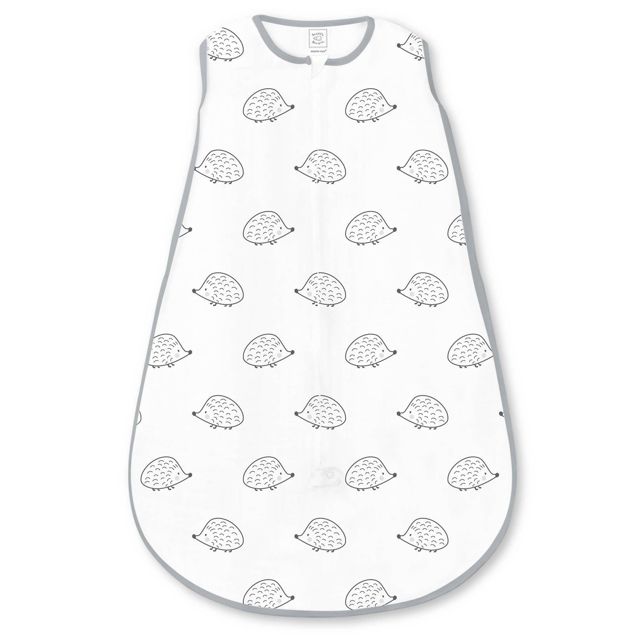 Soft Fleece zzZipMe Sack, 2-Way Zipper, Hedgehog, Black