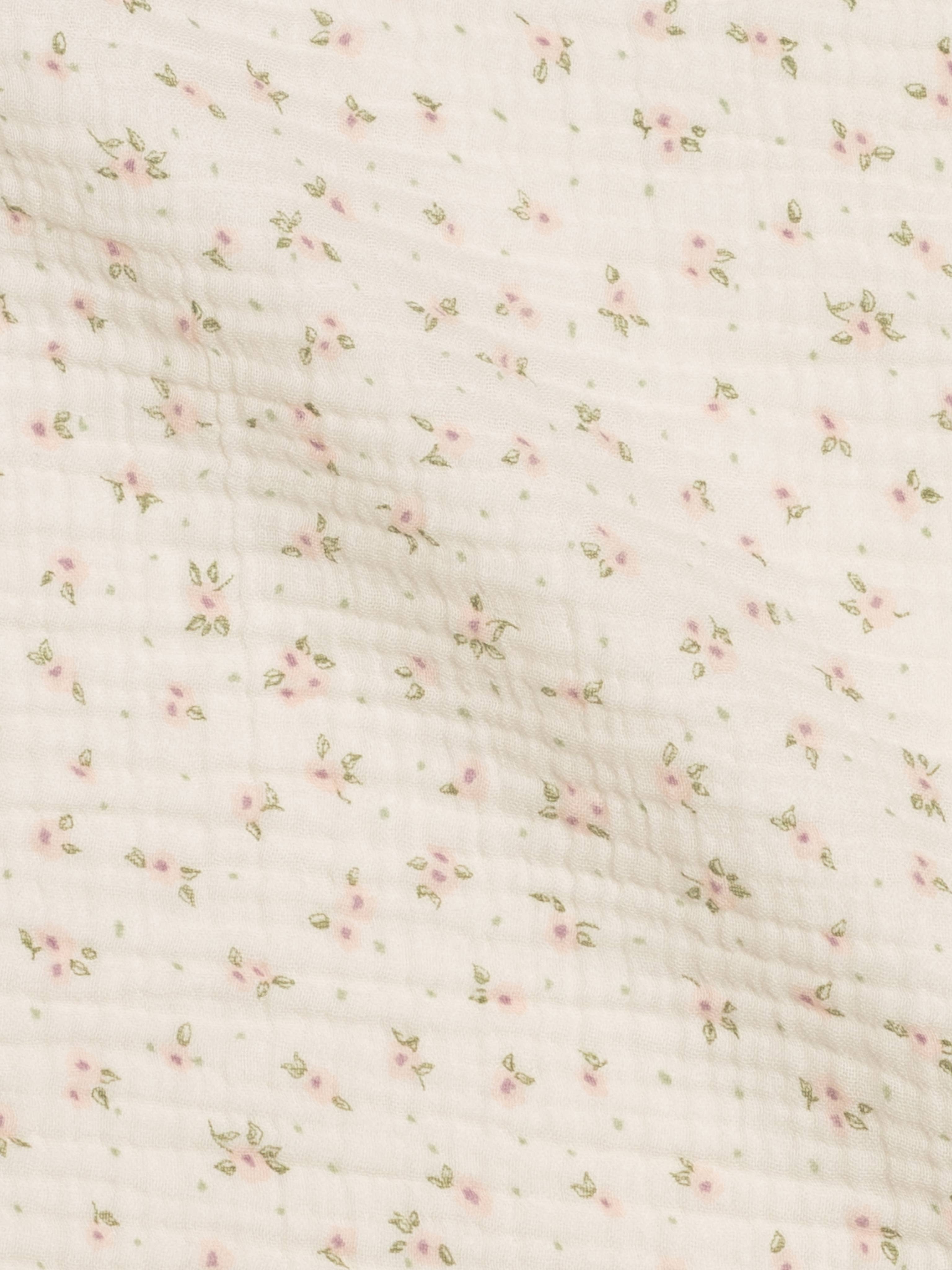 Muslin Swaddle Blanket - Camellia Floral / Shell + Fern