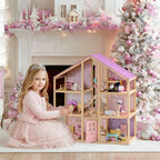 Tiny Land® Casa de muñecas de unicornio Sweetwood y muñecas de madera