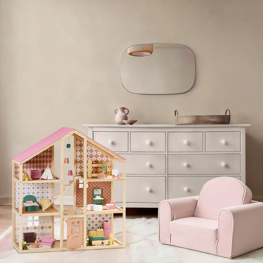 Tiny Land® Casa de muñecas Pegasus Sweetwood y muñecas de madera para casa de muñecas