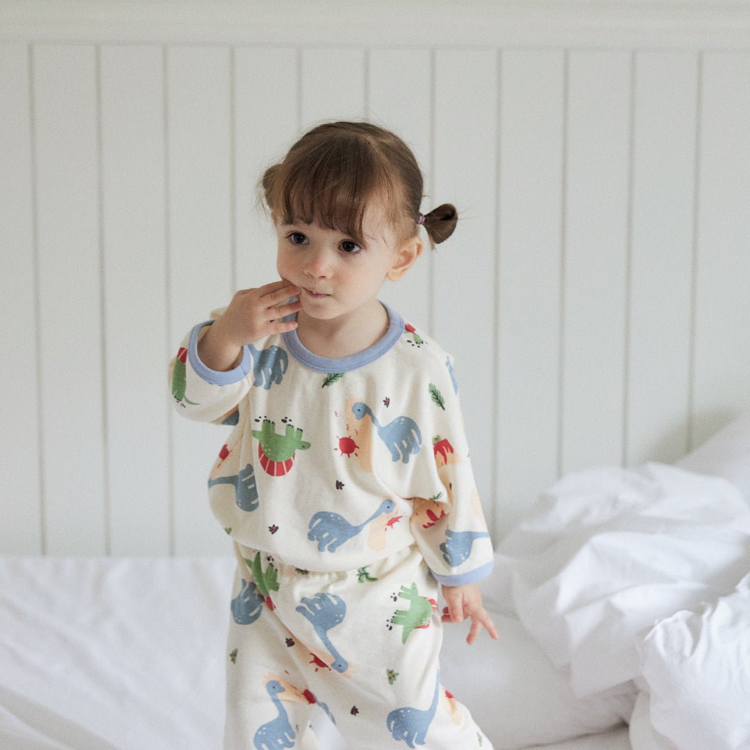 BabyRabbit Big Dino 3/4 Sleeve — Toddler Cotton Pajamas & Loungewear Set (12M–5T)