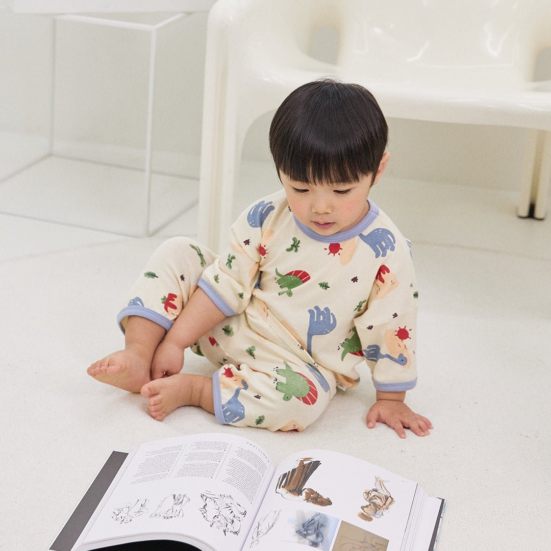 BabyRabbit Big Dino 3/4 Sleeve — Toddler Cotton Pajamas & Loungewear Set (12M–5T)