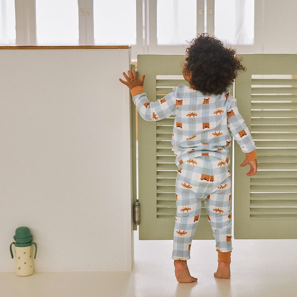BabyRabbit Deer Checkered Long Sleeve — Toddler Cotton Pajamas & Loungewear Set (12M–5T)