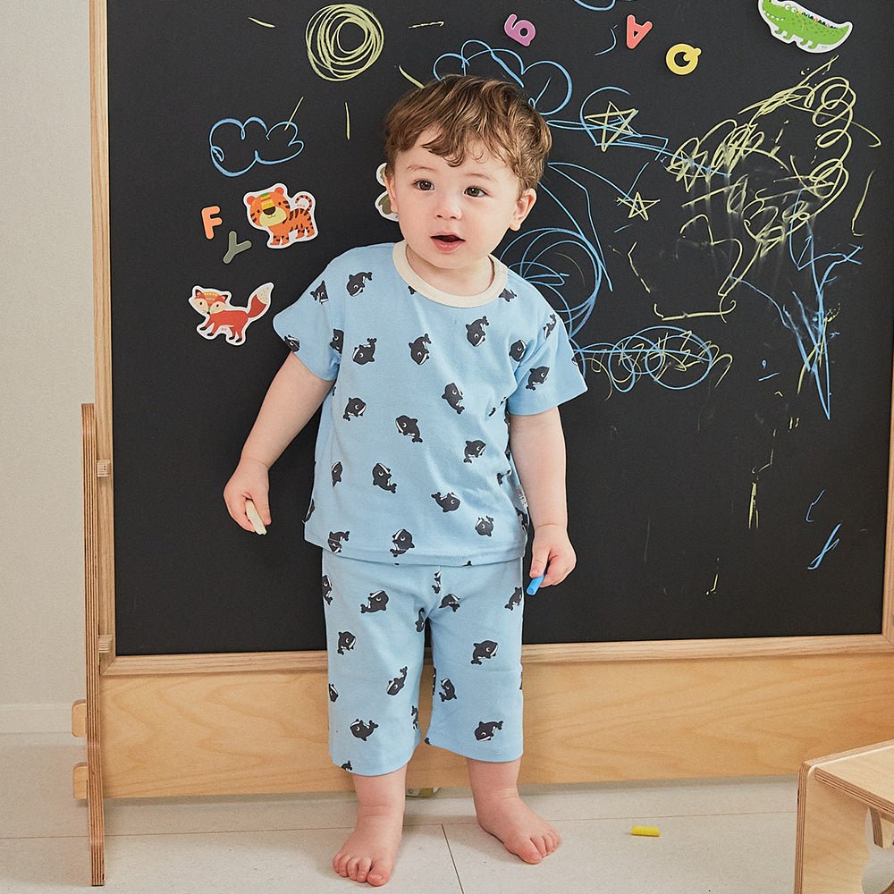 BabyRabbit Dolphin Toddler Loungewear Set — Short-Sleeve Top & Crop Pants, 96% Cotton (12M–5T)