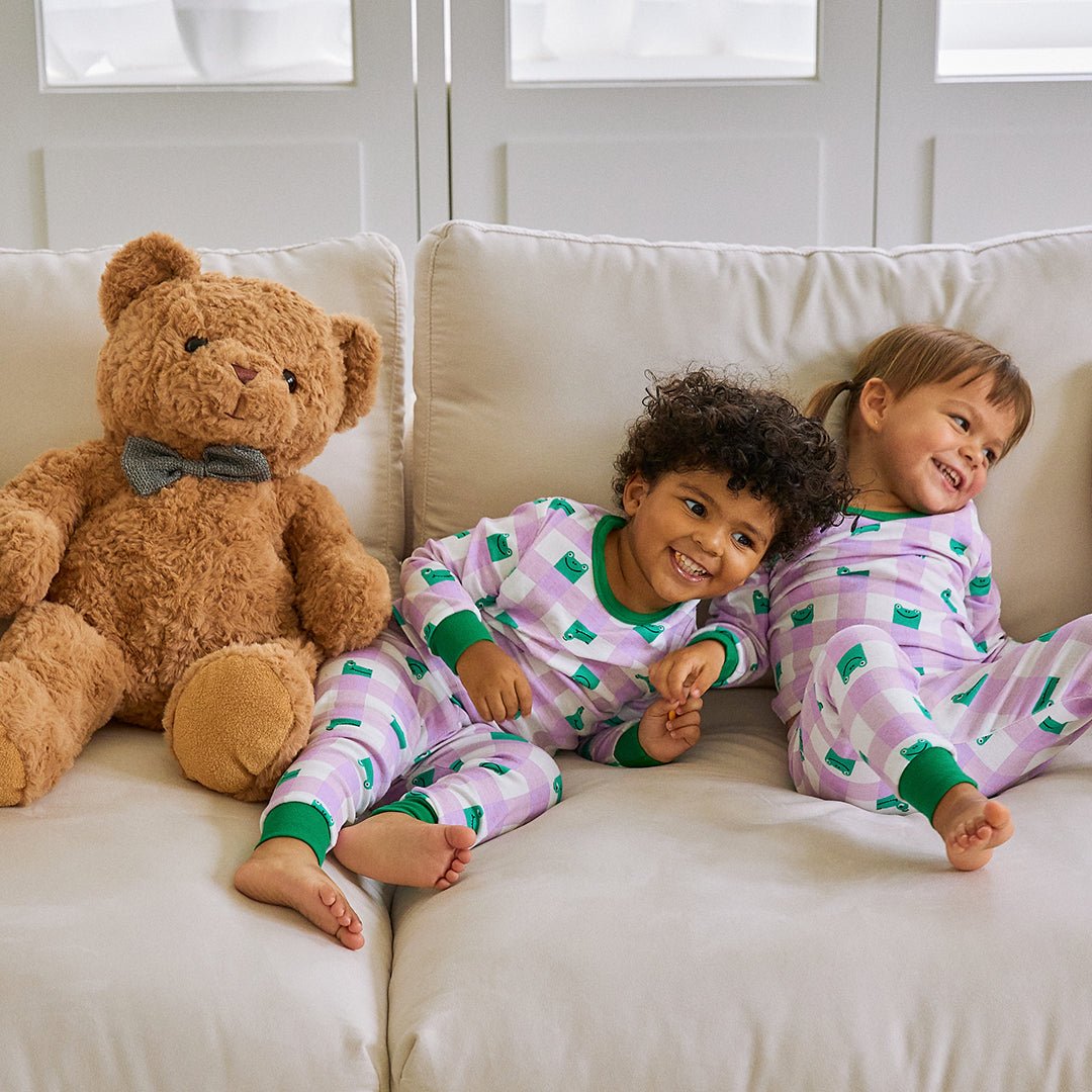 BabyRabbit Frog Checkered Long Sleeve — Toddler Cotton Pajamas & Loungewear Set (12M–5T)