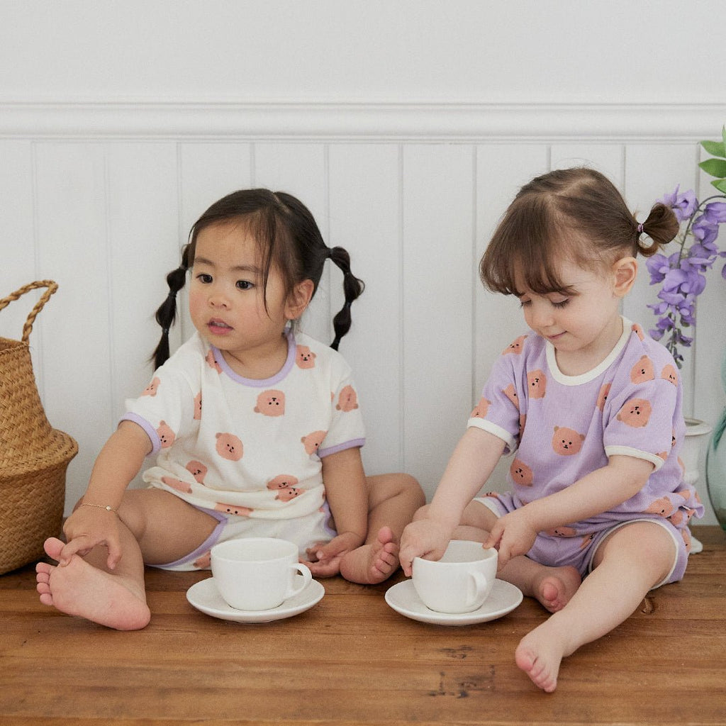 BabyRabbit Teddy Bear Short Sleeve — Toddler Cotton Pajamas & Loungewear Set (12-18M–5T)
