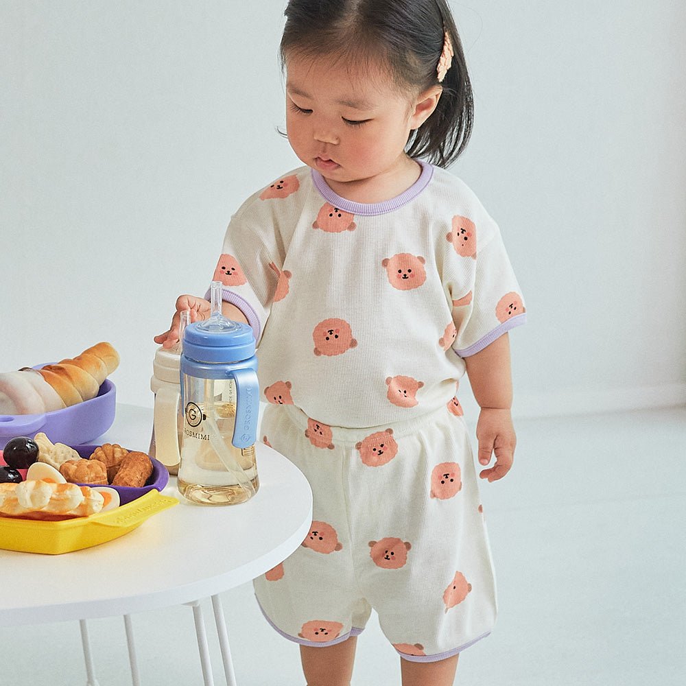 BabyRabbit Teddy Bear Short Sleeve — Toddler Cotton Pajamas & Loungewear Set (12-18M–5T)